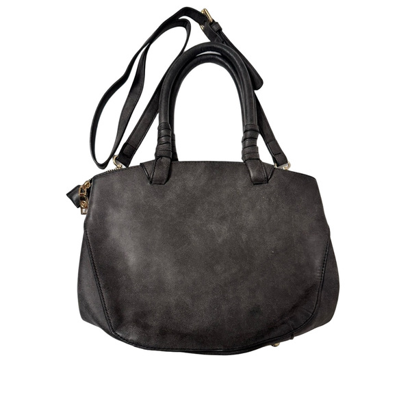 MoDA-NewYork Faux Leather Gray Handbag with Double Handles & Shoulder Strap - Picture 2 of 6